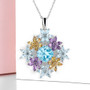 sky blue topaz amethyst and citrine cluster necklace in rhodium over sterling silver shown in a lifestyle photo