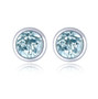 bezel set 3 5mm round tanzanite stud earrings in 10k white gold