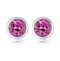 bezel set 3 5mm round tanzanite stud earrings in 10k white gold