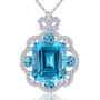 swiss blue topaz and white zircon royal necklace in rhodium over sterling silver