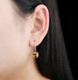 citrine 9mm square cushion bezel set fishhook earrings in rhodium over sterling silver worn on the ear