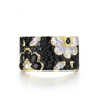 black spinel and cubic zirconia ring in 18k yellow gold over sterling silver