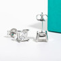 side view of white or black moissanite princess cut stud earrings in 10k white gold