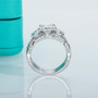 side view of moissanite womens bridal set in rhodium over sterling silver