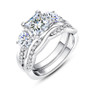 moissanite womens bridal set in rhodium over sterling silver