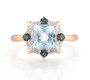 sky blue topaz london blue topaz and diamond halo ring in 14k rose gold