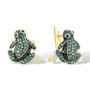 green spinel and cz frog drop earrings in 18k yellow gold over sterling silver