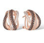 lab brown spinel and cubic zirconia omega back earrings in 18k rose gold over sterling silver