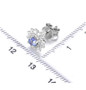 tanzanite and zircon round halo stud earrings on rhodium over sterling silver shown for size comparison