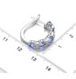 tanzanite and white zircon hoop earrings in rhodium over sterling silver shown for size comparison