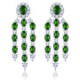 chrome diopside and white zircon dangle earrings in rhodium over sterling silver