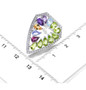 designer multi gemstone earrings in rhodium over sterling silver shown for size comparison
