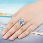 sky blue topaz and citrine halo ring in rhodium over sterling silver worn on a hand