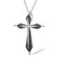 black spinel and cubic zirconia cross in black and white rhodium over sterling silver