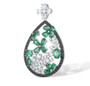 side view of lab green spinel cubic zirconia and black spinel necklace in black and white rhodium over sterling silver