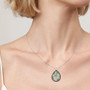 lab green spinel cubic zirconia and black spinel necklace in black and white rhodium over sterling silver worn around the neck