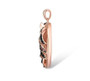 side view of horse necklace with cz black spinel and lab created brown spinel in 18k rose gold over sterling silver