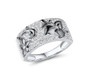 cubic zirconia flower ring in black and white rhodium over sterling silver