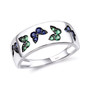 lab created sapphire and spinel butterfly ring in rhodium over sterling silver