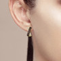 lab brown spinel and white cz cross over earrings in 18k yellow gold over sterling silver worn on the ear