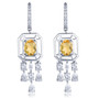 garnet and white zircon dangle earrings in rhodium over sterling silver