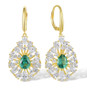lab green spinel and cubic zirconia halo earrings in 18k yellow gold over sterling silver