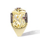 side view of lab brown spinel and cubic zirconia flower ring in 18k yellow gold over sterling silver