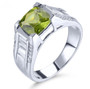 peridot and white zircon bridge ring in rhodium over sterling silver