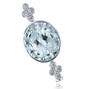 aquamarine and white zircon rhodium over sterling silver brooch