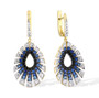 black spinel lab blue spinel and cz halo earrings in 18k yellow gold over sterling silver