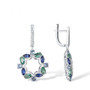 side view of lab spinel and cz dangle earrings in rhodium over sterling silver