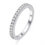 moissanite round half band eternity ring in rhodium over sterling silver