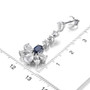 sapphire and white zircon dangle earrings in rhodium over sterling silver shown for size comparison