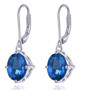 full view of green fluorite dangle earrings in rhodium over sterling silver