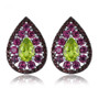 peridot rhodolite garnet and garnet earrings in rhodium over sterling silver