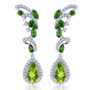 peridot chrome diopside and white zircon earrings in rhodium over sterling silver
