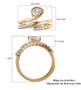 moissanite 2 ring stackable set in 10k yellow gold shown for size comparison