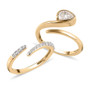 front view of moissanite 2 ring stackable set in 10k yellow gold