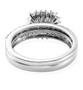 back view of womens moissanite halo bridal set in 10k white gold
