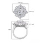 moissanite cluster ring in rhodium over sterling silver shown for size comparison