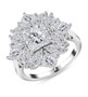 moissanite cluster ring in rhodium over sterling silver