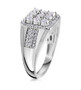 side view of mens moissanite cluster ring in rhodium over sterling silver