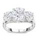 moissanite round trilogy ring in rhodium over sterling silver