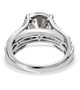 back view of moissanite and tanzanite bridge ring in rhodium over sterling silver