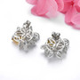 full view of citrine and white zircon fancy cluster stud earrings in rhodium over sterling silver