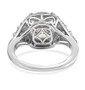 back view of round moissanite cluster ring in rhodium over sterling silver