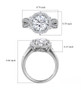 moissanite round halo ring in rhodium over sterling silver shown for size comparison