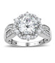 moissanite round halo ring in rhodium over sterling silver