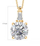 round and baguette moissanite necklace in 18k yellow gold over sterling silver shown for size comparison