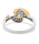 back view of yellow and white moissanite ring in 18k yellow gold and rhodium over sterling silver